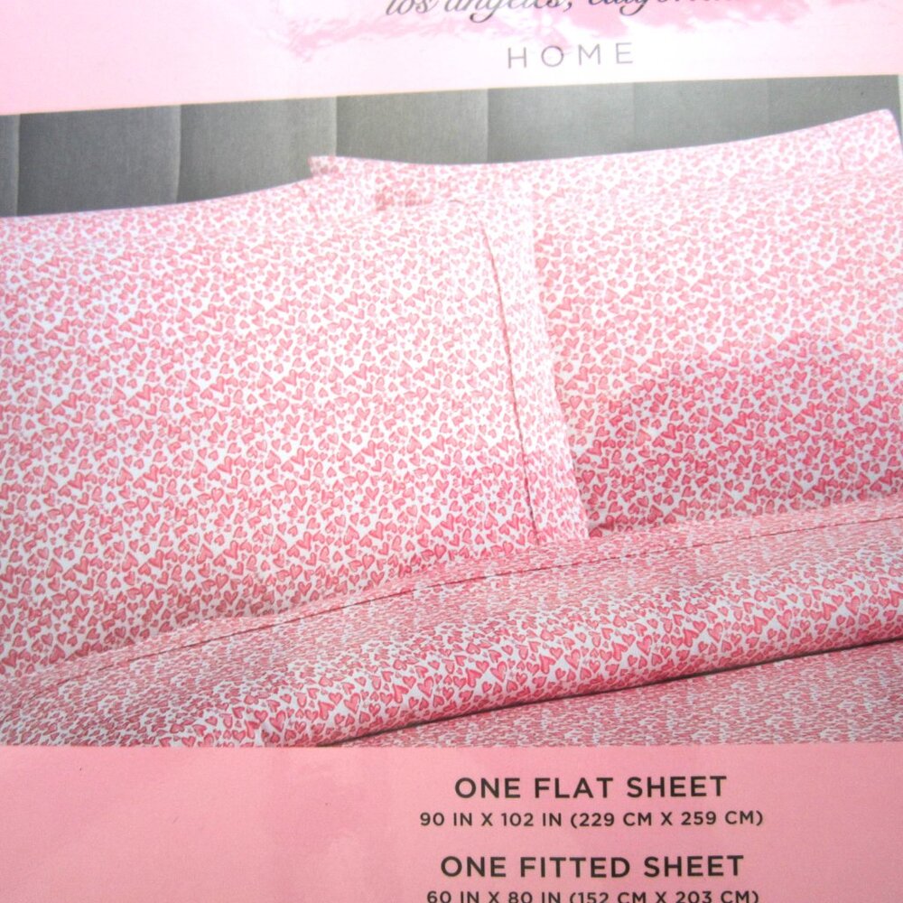 Juicy Couture Queen Sheet Set JC Red Pink Hearts - Picture 4 of 5